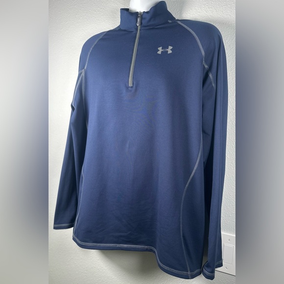 Under Armour Men’s Navy ColdGear Quarter Zip Pullover Size Large - Picture 2 of 9